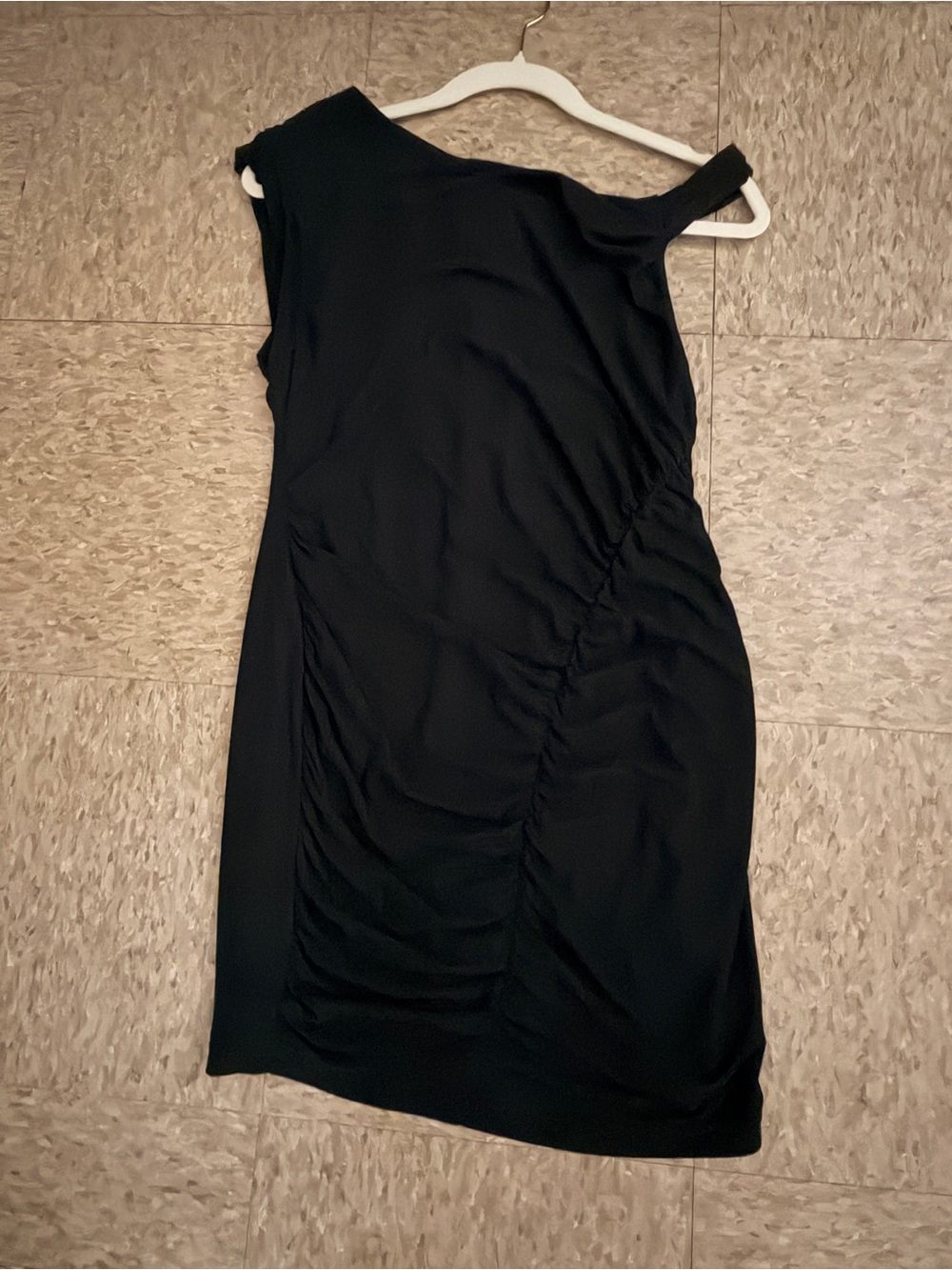 Free People Black Asymmetrical One-Shoulder Ruched Dress